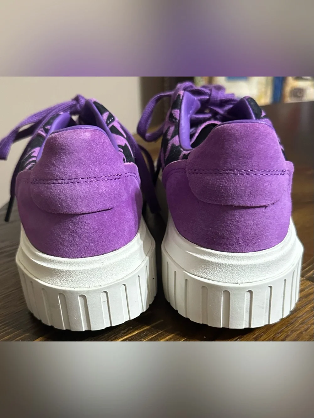 adidas Hypersleek Purple and Black Houndstooth Platform Sneakers